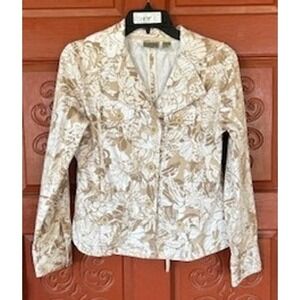Chico's Fitted Blazer Jacket Women's Floral Leaf Print Career‎ Casual Size 0